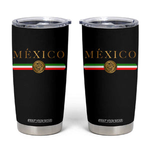 Mexican Heritage Pride Tumbler Cup Mexico Vintage Flag Coat of Arms Graphic TS11 Black Print Your Wear