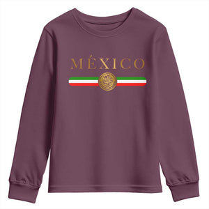 Mexican Heritage Pride Youth Sweatshirt Mexico Vintage Flag Coat of Arms Graphic TS11 Maroon Print Your Wear