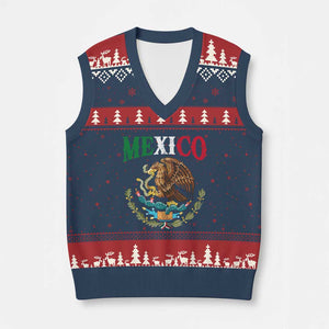 Mexican Coat Of Arms Mexico Vintage Flag V-Neck Knit Sweater Vest TS11 Navy Red Print Your Wear