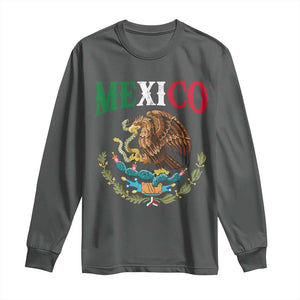 Mexican Coat Of Arms Mexico Vintage Flag Long Sleeve Shirt TS11 Dark Heather Print Your Wear