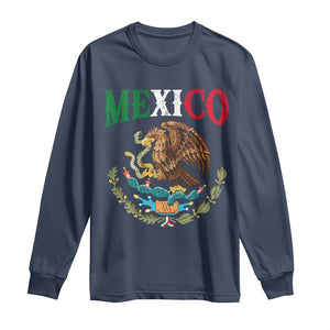 Mexican Coat Of Arms Mexico Vintage Flag Long Sleeve Shirt TS11 Navy Print Your Wear
