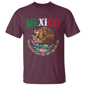 Mexican Coat Of Arms Mexico Vintage Flag T Shirt TS11 Maroon Print Your Wear