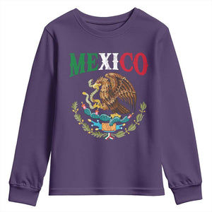 Mexican Coat Of Arms Mexico Vintage Flag Youth Sweatshirt TS11 Purple Print Your Wear