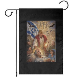 Trump as Jesus Garden Flag Divine Leader Meme Healing Scene Israel Flag TS11 Black Print Your Wear