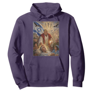 Trump as Jesus Hoodie Divine Leader Meme Healing Scene Israel Flag TS11 Purple Print Your Wear