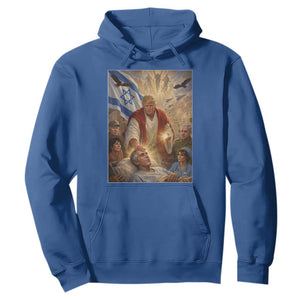 Trump as Jesus Hoodie Divine Leader Meme Healing Scene Israel Flag TS11 Royal Blue Print Your Wear