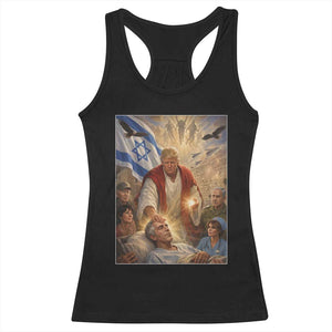 Trump as Jesus Racerback Tank Top Divine Leader Meme Healing Scene Israel Flag TS11 Black Print Your Wear