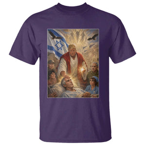 Trump as Jesus T Shirt Divine Leader Meme Healing Scene Israel Flag TS11 Purple Print Your Wear