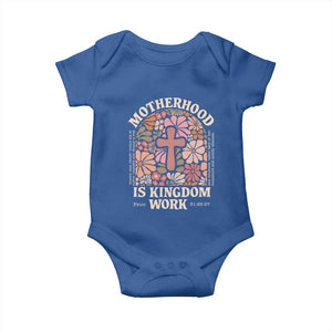 Christian Mom Baby Onesie Motherhood Is Kingdom Work Floral Mother's Day TS11 Royal Blue Print Your Wear