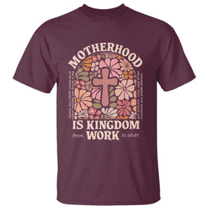 Christian Mom T Shirt Motherhood Is Kingdom Work Floral Mother's Day TS11 Maroon Print Your Wear