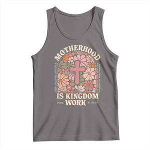 Christian Mom Tank Top Motherhood Is Kingdom Work Floral Mother's Day TS11 Deep Heather Print Your Wear