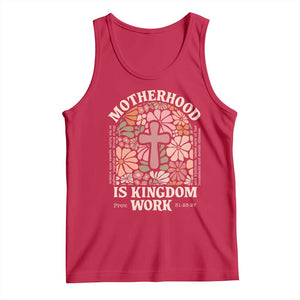 Christian Mom Tank Top Motherhood Is Kingdom Work Floral Mother's Day TS11 Red Print Your Wear