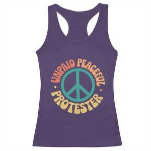 Unpaid Peaceful Protester Racerback Tank Top Social Justice Floral Peace Sign TS11 Purple Print Your Wear