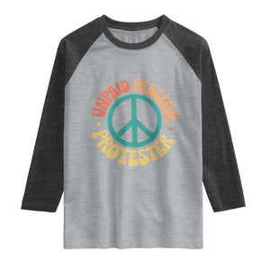 Unpaid Peaceful Protester Raglan Shirt Social Justice Floral Peace Sign TS11 Heather Gray Heather Charcoal Print Your Wear