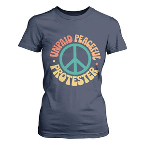 Unpaid Peaceful Protester T Shirt For Women Social Justice Floral Peace Sign TS11 Navy Print Your Wear