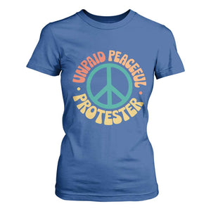 Unpaid Peaceful Protester T Shirt For Women Social Justice Floral Peace Sign TS11 Royal Blue Print Your Wear