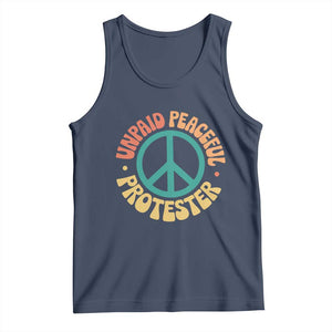 Unpaid Peaceful Protester Tank Top Social Justice Floral Peace Sign TS11 Navy Print Your Wear
