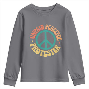 Unpaid Peaceful Protester Youth Sweatshirt Social Justice Floral Peace Sign TS11 Charcoal Print Your Wear