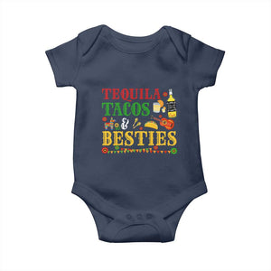 Tequila Tacos And Besties Baby Onesie Funny Mexican Fiesta Cinco De Mayo TS11 Navy Print Your Wear