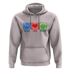 Peace Love Veggies Hoodie Vegetables Themed Funny Vegan Food TS11 Ice Gray Print Your Wear
