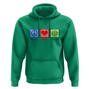 Peace Love Veggies Hoodie Vegetables Themed Funny Vegan Food TS11 Irish Green Print Your Wear