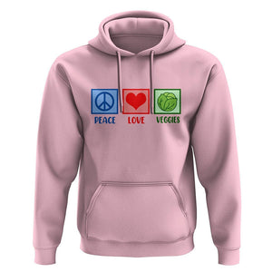 Peace Love Veggies Hoodie Vegetables Themed Funny Vegan Food TS11 Light Pink Print Your Wear