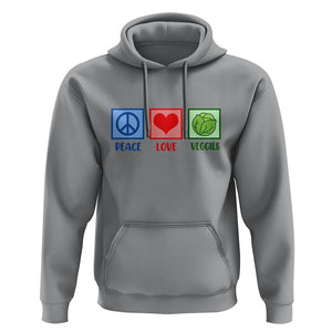 Peace Love Veggies Hoodie Vegetables Themed Funny Vegan Food TS11 Sport Gray Print Your Wear