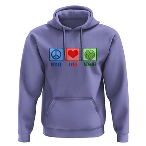 Peace Love Veggies Hoodie Vegetables Themed Funny Vegan Food TS11 Violet Print Your Wear