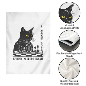 Chess Lover Garden Flag I Never Lose Either I Win Or I Learn Elegant Cool Cat