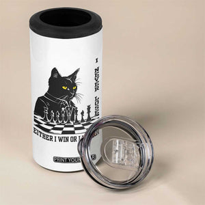 Chess Lover 4 in 1 Can Cooler Tumbler I Never Lose Either I Win Or I Learn Elegant Cool Cat
