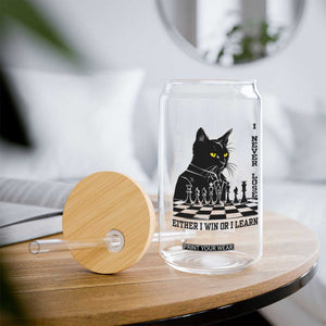 Chess Lover Glass Can I Never Lose Either I Win Or I Learn Elegant Cool Cat