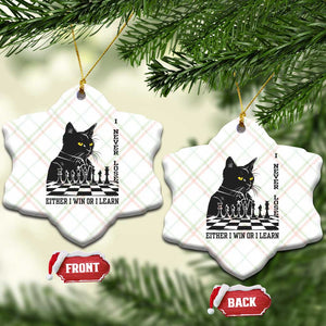Chess Lover Ceramic Ornament I Never Lose Either I Win Or I Learn Elegant Cool Cat