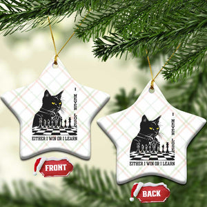 Chess Lover Ceramic Ornament I Never Lose Either I Win Or I Learn Elegant Cool Cat