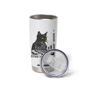 Chess Lover Tumbler Cup I Never Lose Either I Win Or I Learn Elegant Cool Cat
