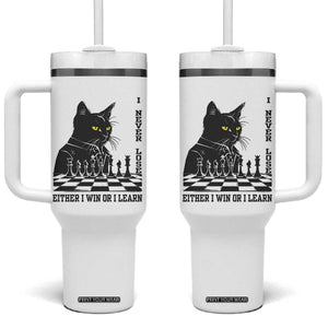 Chess Lover Tumbler With Handle I Never Lose Either I Win Or I Learn Elegant Cool Cat