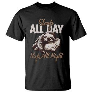 Funny Sloth T Shirt Sleep All Day Nap All Night Sleep Napping Cute TS11 Black Print Your Wear