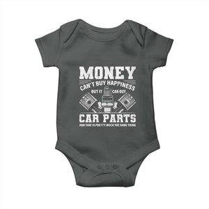 Funny Car Mechanic Gag Baby Onesie Money Cant Buy Happiness But It Can Buy Car Parts TS11 Dark Heather Print Your Wear