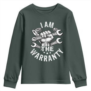 Funny I Am The Warranty Mechanic Youth Sweatshirt Race Car Parts TS11 Dark Forest Green Print Your Wear
