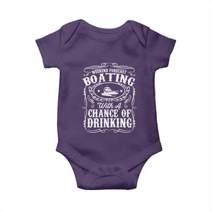 Funny Weekend Forecast Boating With A Chance Of Drinking Baby Onesie Pontoon Boat Captain TS11 Purple Print Your Wear