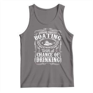 Funny Weekend Forecast Boating With A Chance Of Drinking Tank Top Pontoon Boat Captain TS11 Deep Heather Print Your Wear