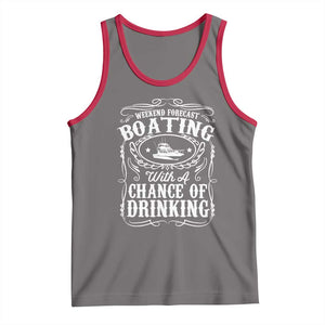 Funny Weekend Forecast Boating With A Chance Of Drinking Tank Top Pontoon Boat Captain TS11 Deep Heather Red Print Your Wear
