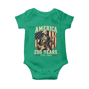 George Washington Playing Guitar 4th July US 250th Anniversary Baby Onesie