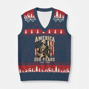 George Washington Playing Guitar 4th July US 250th Anniversary V-Neck Knit Sweater Vest