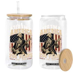 George Washington Playing Guitar 4th July US 250th Anniversary Glass Can