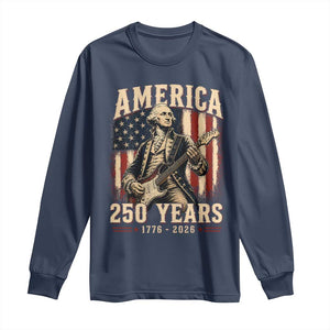 George Washington Playing Guitar 4th July US 250th Anniversary Long Sleeve Shirt