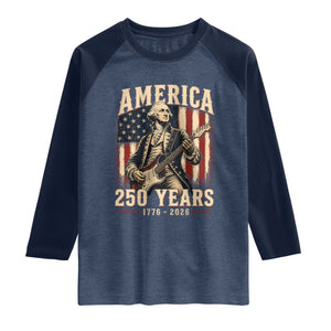 George Washington Playing Guitar 4th July US 250th Anniversary Raglan Shirt