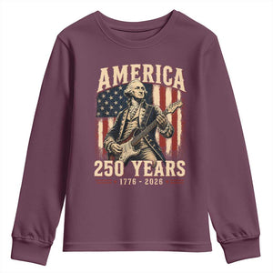 George Washington Playing Guitar 4th July US 250th Anniversary Youth Sweatshirt
