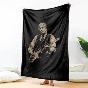 US Nation's Leader Playing Electic Rock Guitar Retro Vintage Throw Blanket