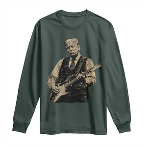 US Nation's Leader Playing Electic Rock Guitar Retro Vintage Long Sleeve Shirt