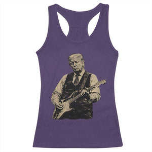 US Nation's Leader Playing Electic Rock Guitar Retro Vintage Racerback Tank Top TS11 Purple Print Your Wear